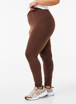 Zizzi Fôret tights i bomull, Brun, Model image number 2