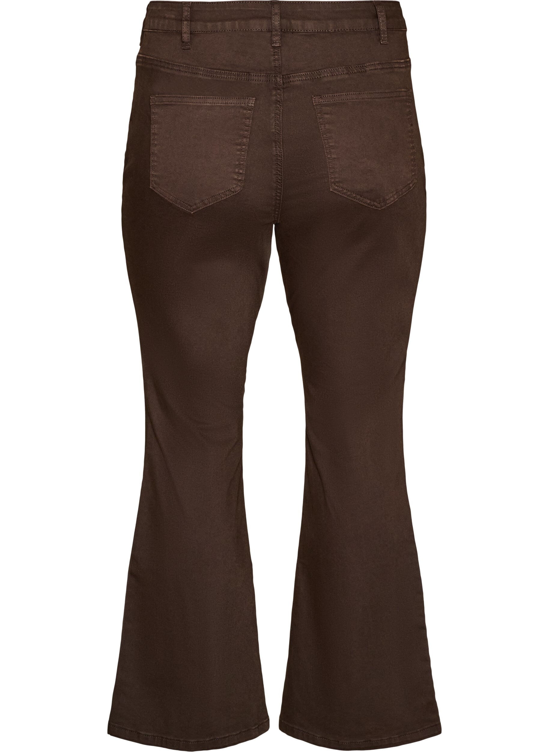 ZizziEllen bootcut-jeans i farget denim, Brun, Packshot image number 1