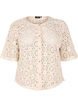 Heklet cardigan med korte ermer, Beige, Packshot image number 0