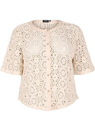 Heklet cardigan med korte ermer, Eggnog