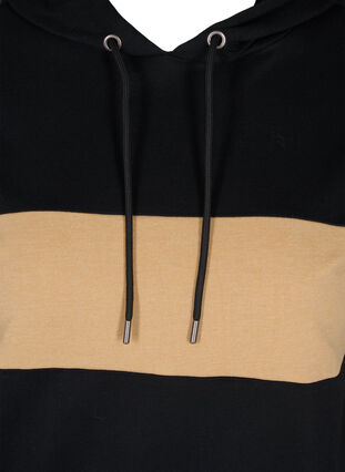 Hettegenser med trackdetaljer, Black/Camel, Packshot image number 2