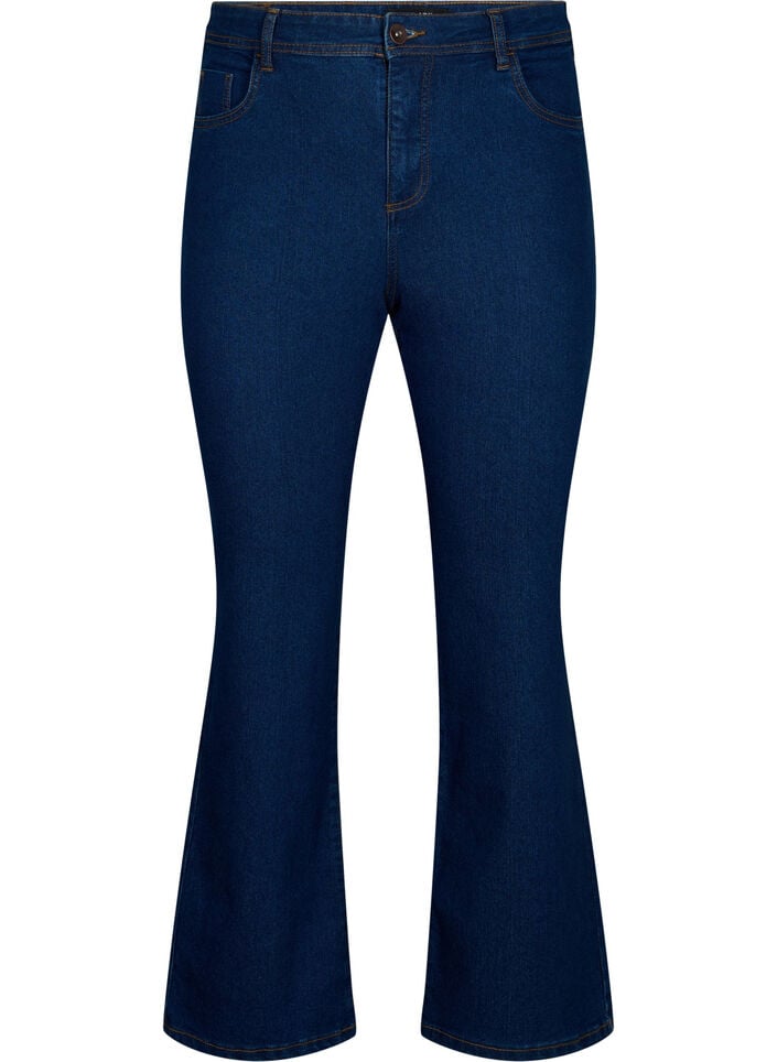 H&oslash;ytlivs jeans med bootcut, Bl&aring;, Packshot image number 0