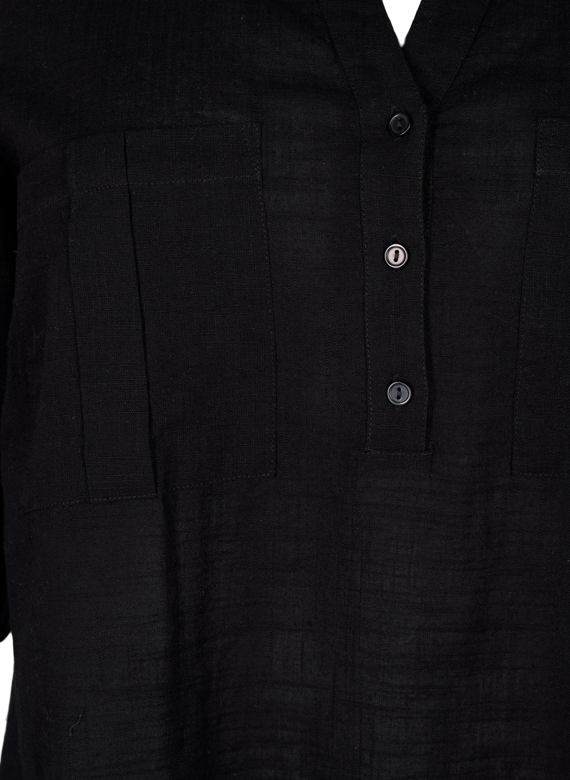 Zizzi Tunika i bomull med 3/4-ermer, Black, Packshot image number 2