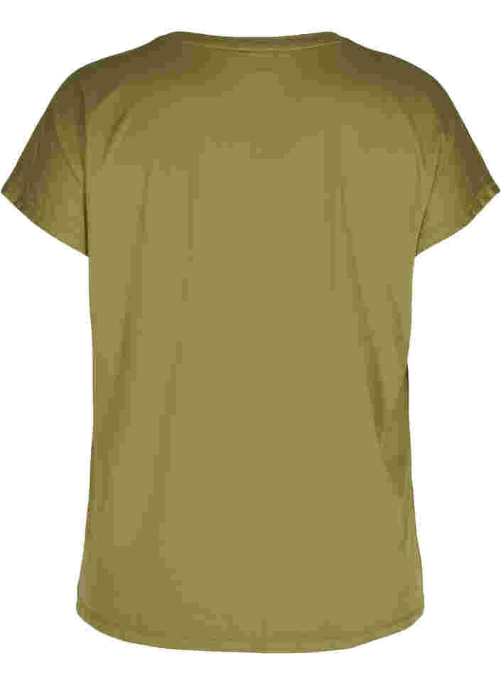 Ensfarget T-skjorte til trening, Olive Drab, Packshot image number 1