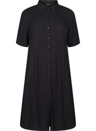 Midiskjortekjole med korte ermer, Black