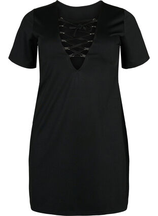 Vendbar kjole med snøre-detalj, Black, Packshot image number 2