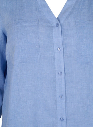 Lang skjorte med 3/4-ermer og V-hals, Ultramarine, Packshot image number 2