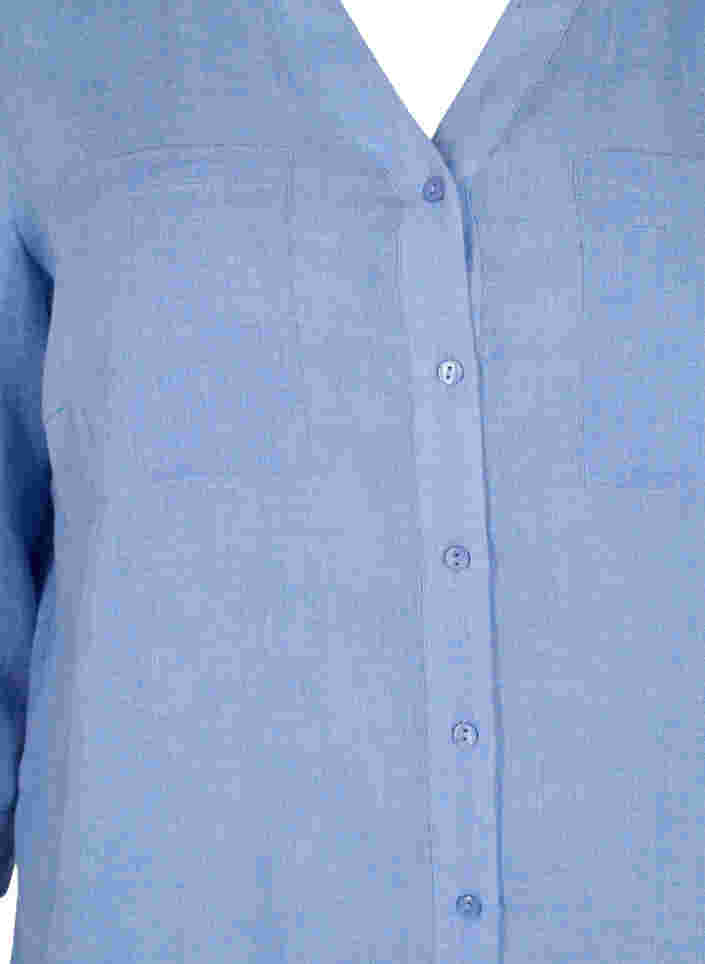 Lang skjorte med 3/4-ermer og V-hals, Ultramarine, Packshot image number 2