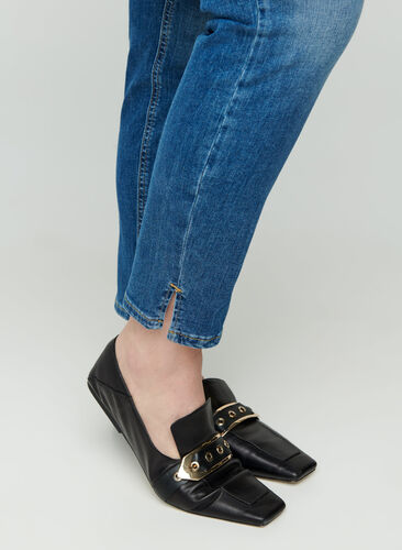Sanna jeans med splitt ved foten, Dark blue denim, Model image number 1
