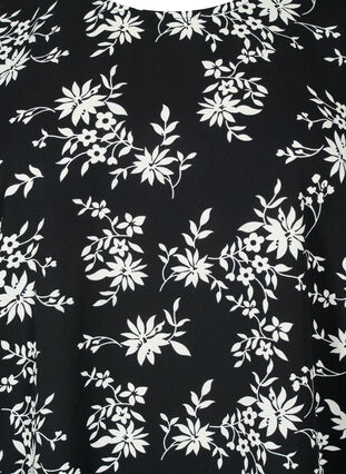 Bluse med puffermer, Black Flower AOP, Packshot image number 2
