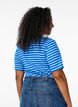 T-shirt med striper og ribbestrikket struktur, Bl&aring;, Model image number 2