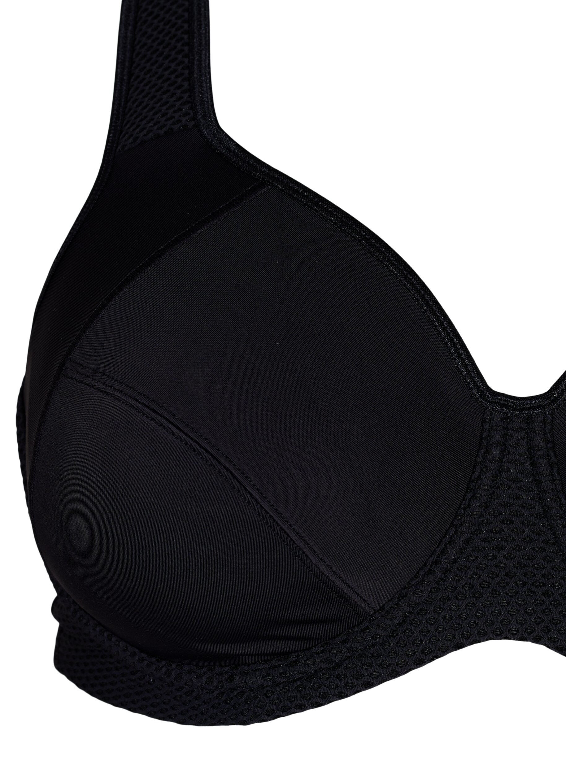 Zizzi CORE, HIGH SUPPORT WIRE BRA - Sportsbh med b&oslash;yle, Svart, Packshot image number 2