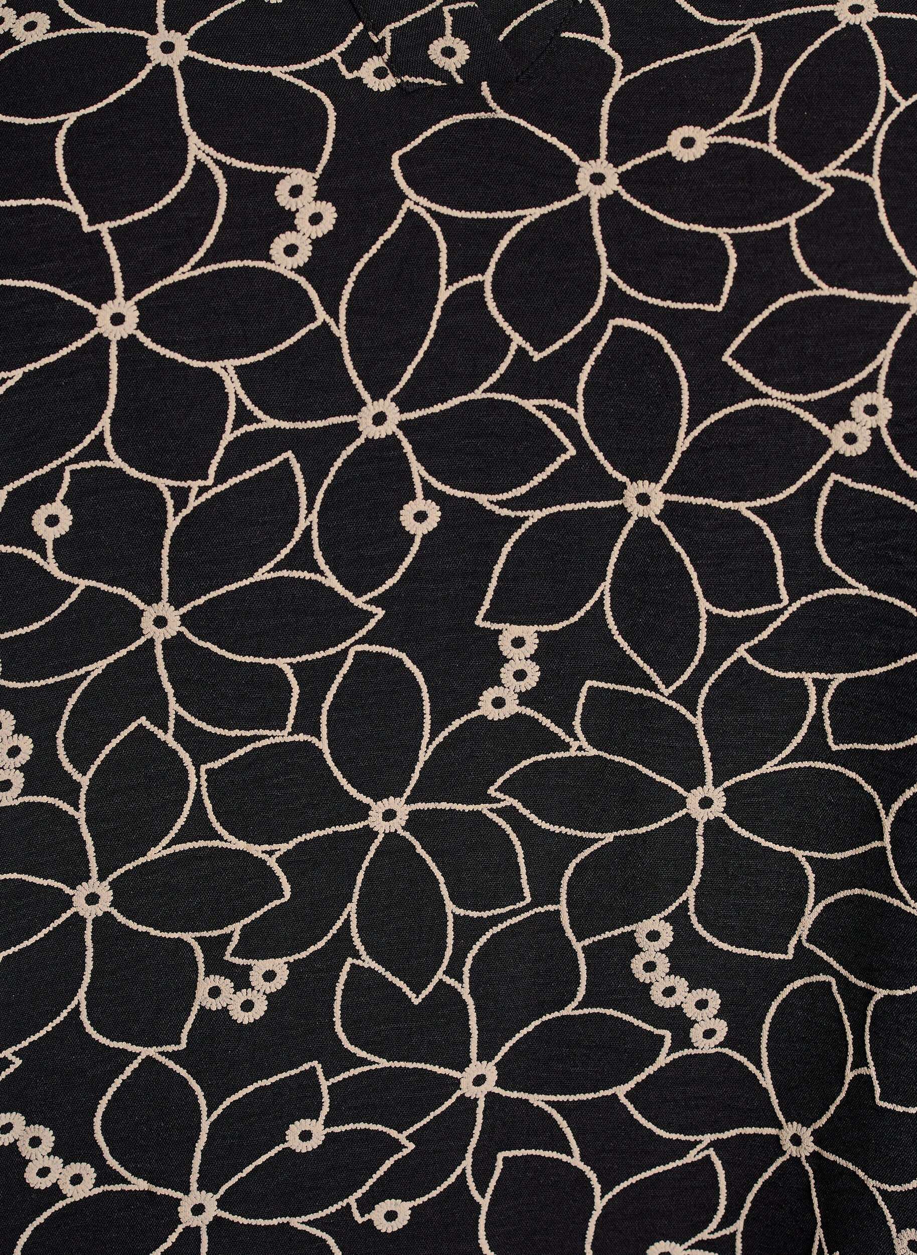 Zizzi Langermet bluse med blomsterbroderi, Svart, Packshot image number 2