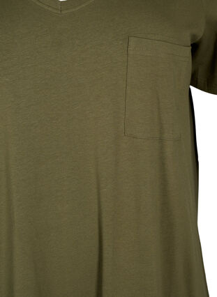Kortermet kjole i bomull med splitt, Ivy Green, Packshot image number 2