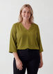 Bluse med 3/4 ermer, Gr&oslash;nn, Model image number 0