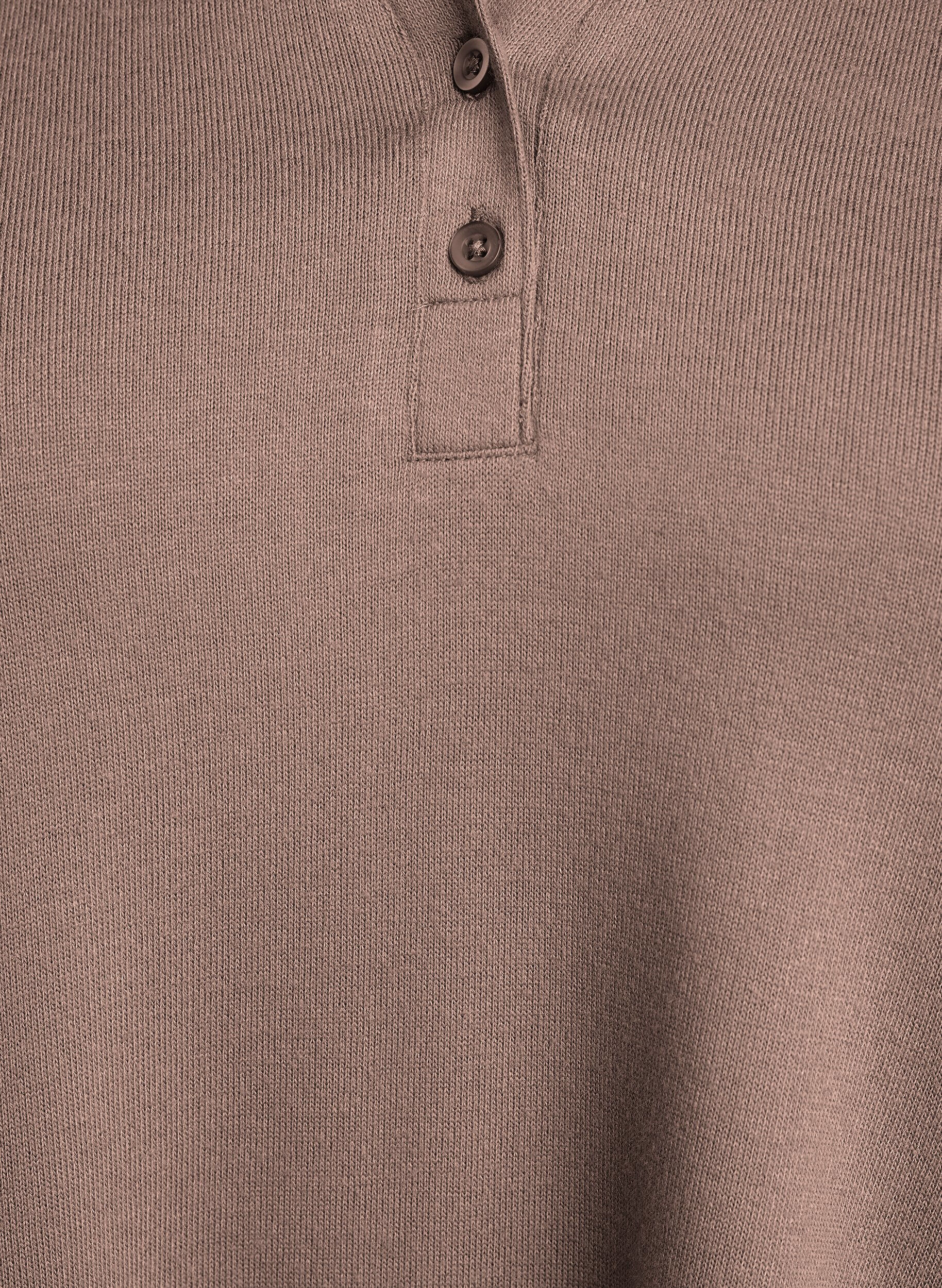 Zizzi Langermet jerseytopp med krage, Brun, Packshot image number 2