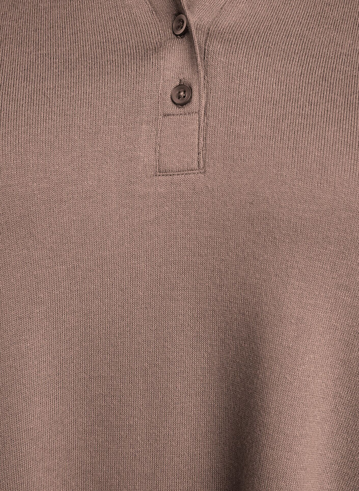 Langermet jerseytopp med krage, Brun, Packshot image number 2