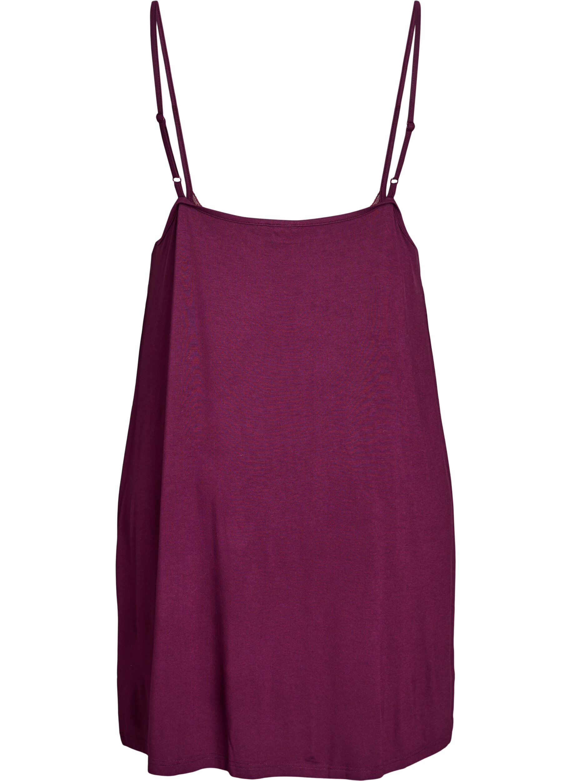 Zizzi Nattkjole i viskose med blondekant, M&oslash;rk Bordeaux, Packshot image number 1