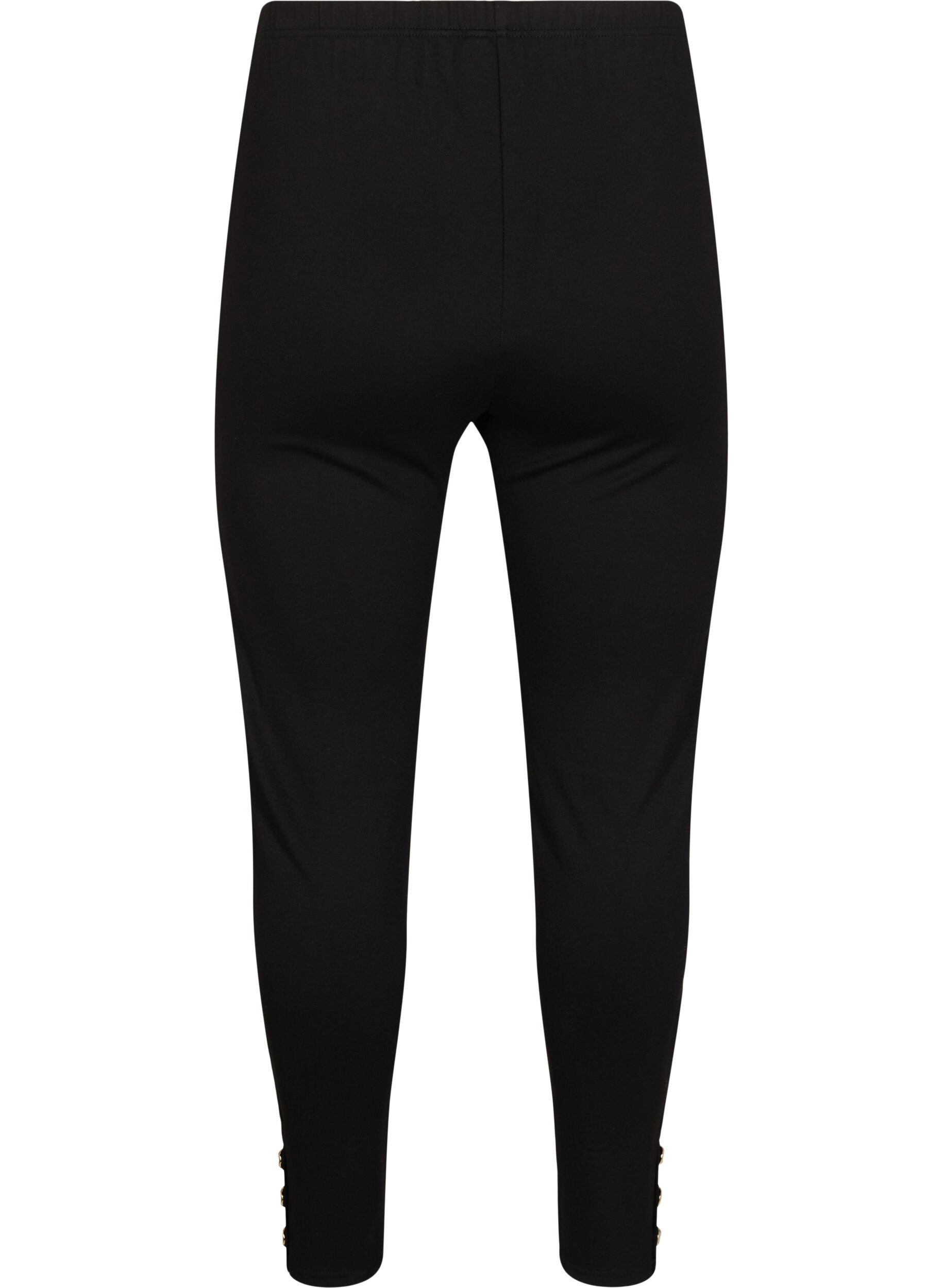 Zizzi Viscose-leggings med knappdetaljer, Svart, Packshot image number 1