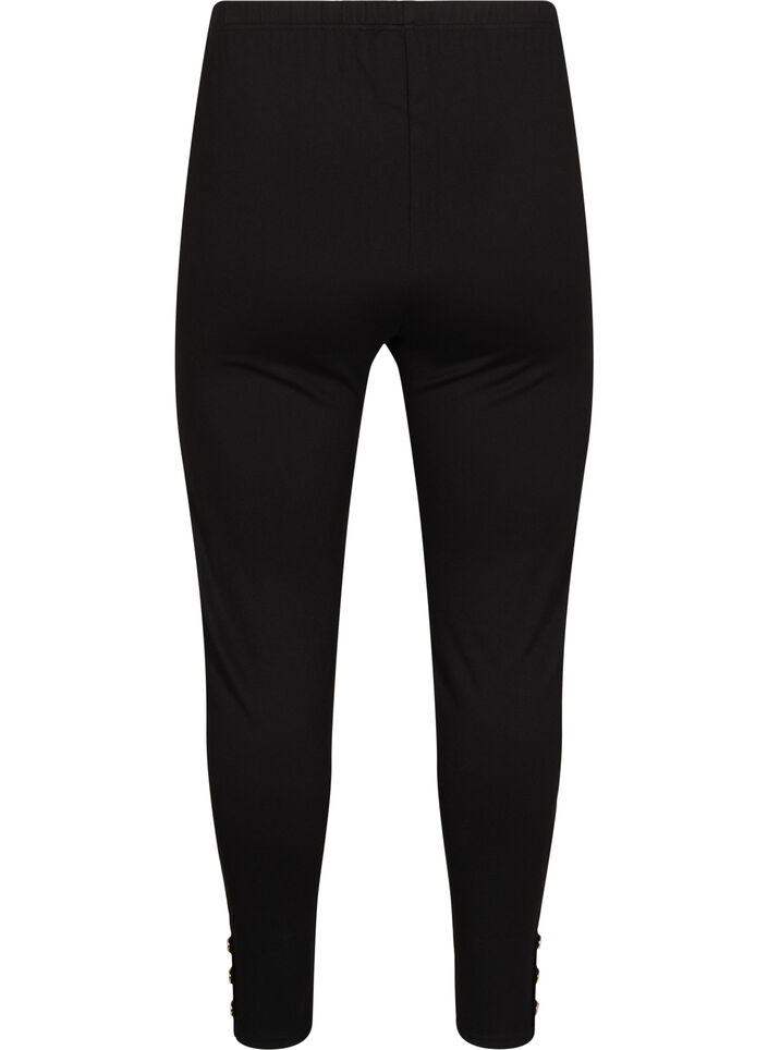 Viscose-leggings med knappdetaljer, Svart, Packshot image number 1