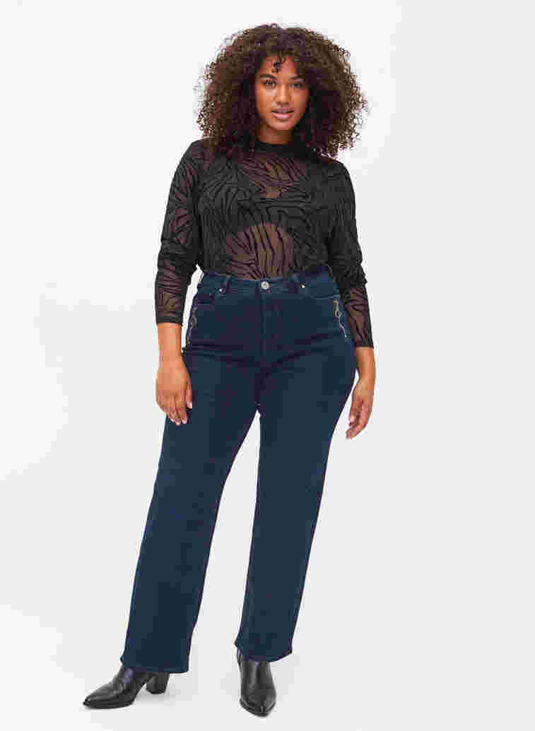 Regular fit Gemma jeans med høyt liv, Dark blue, Model image number 0