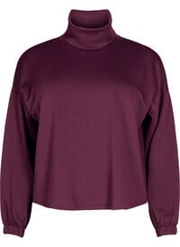 Bluse i modalblandet kvalitet med halvpolo, Mørk Bordeaux Bluse i modalblandet kvalitet med halvpolo