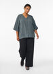 Skjortebluse med v-hals og 3/4 ermer, Gr&oslash;nn, Model image number 1