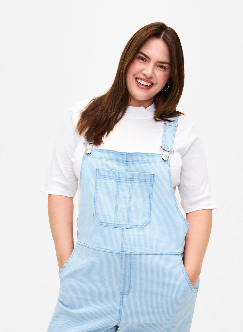 Striped denim snekkerbukser, L. Blue Denim Stripe, Model