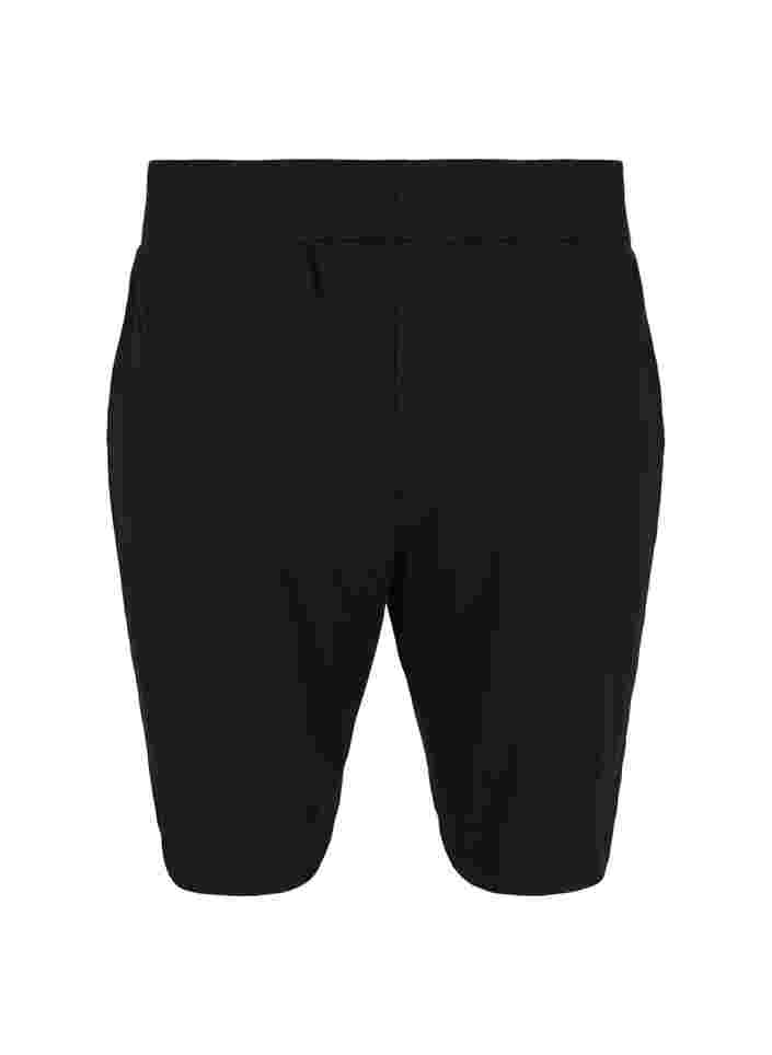 Løse shorts med en ribbet struktur, Black, Packshot image number 1
