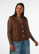 Bluse i mesh med lange ermer, Brun, Model image number 0