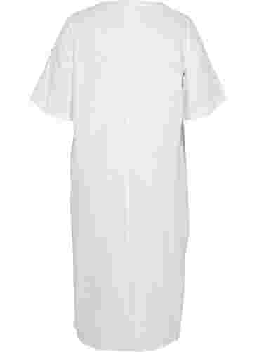 Lang skjortekjole med korte ermer, White, Packshot image number 1