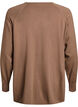 Strikkebluse med rund hals og strikket m&oslash;nster, Brun, Packshot image number 1