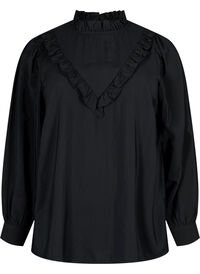 Bluse i viskose med volanger