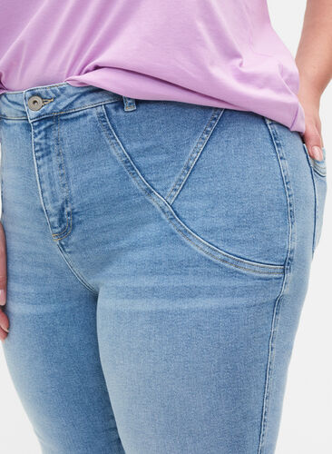 Amy jeans med høyt liv og super slim fit, Light blue, Model image number 2