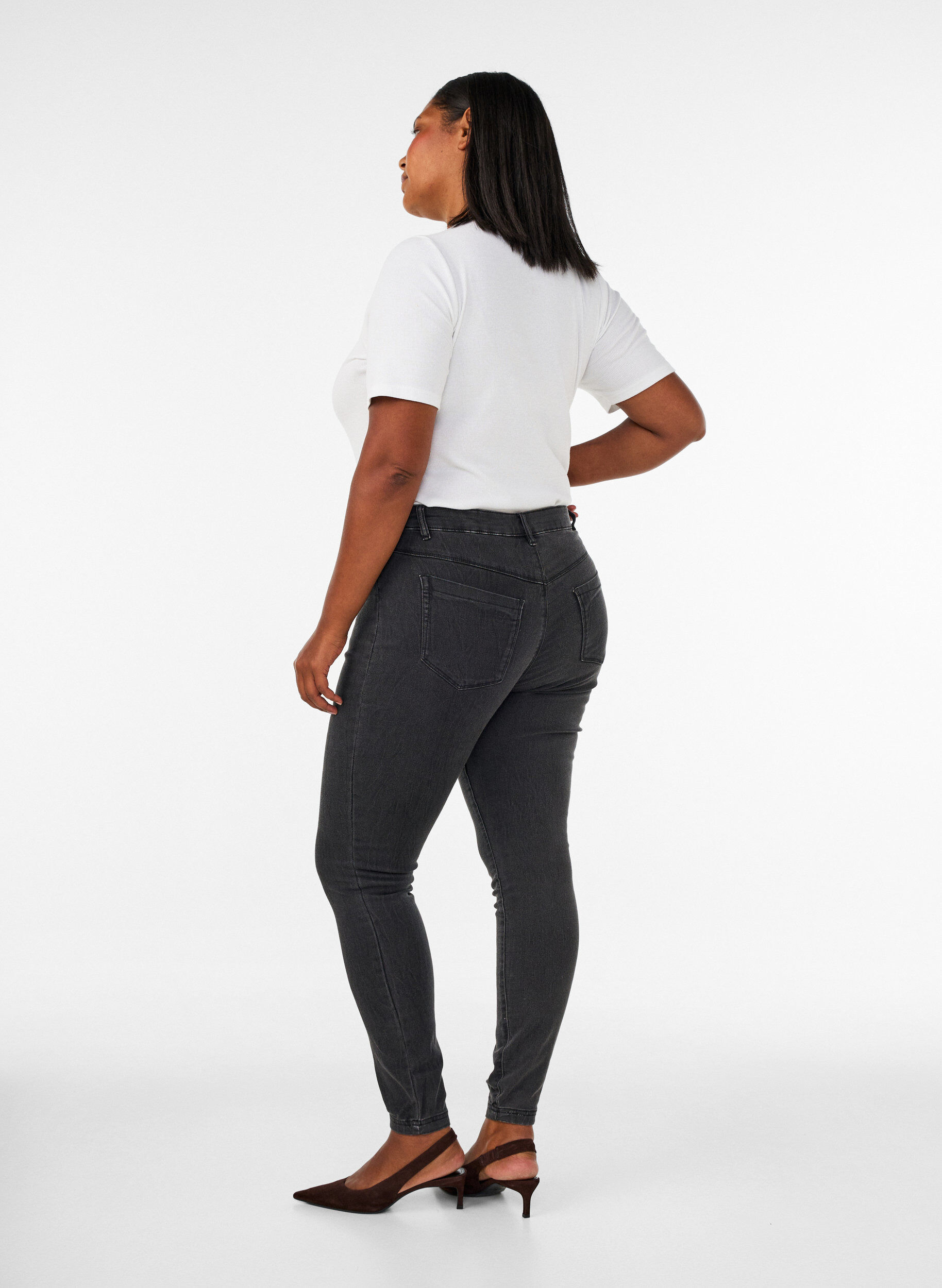 ZizziJeggings i bomullsblanding, Grey Denim, Model image number 1