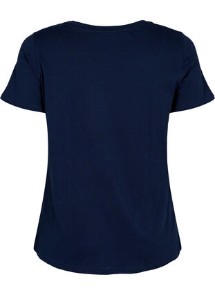 T-skjorte i bomull med ton-i-ton trykk, Navy Blazer, Packshot image number 1