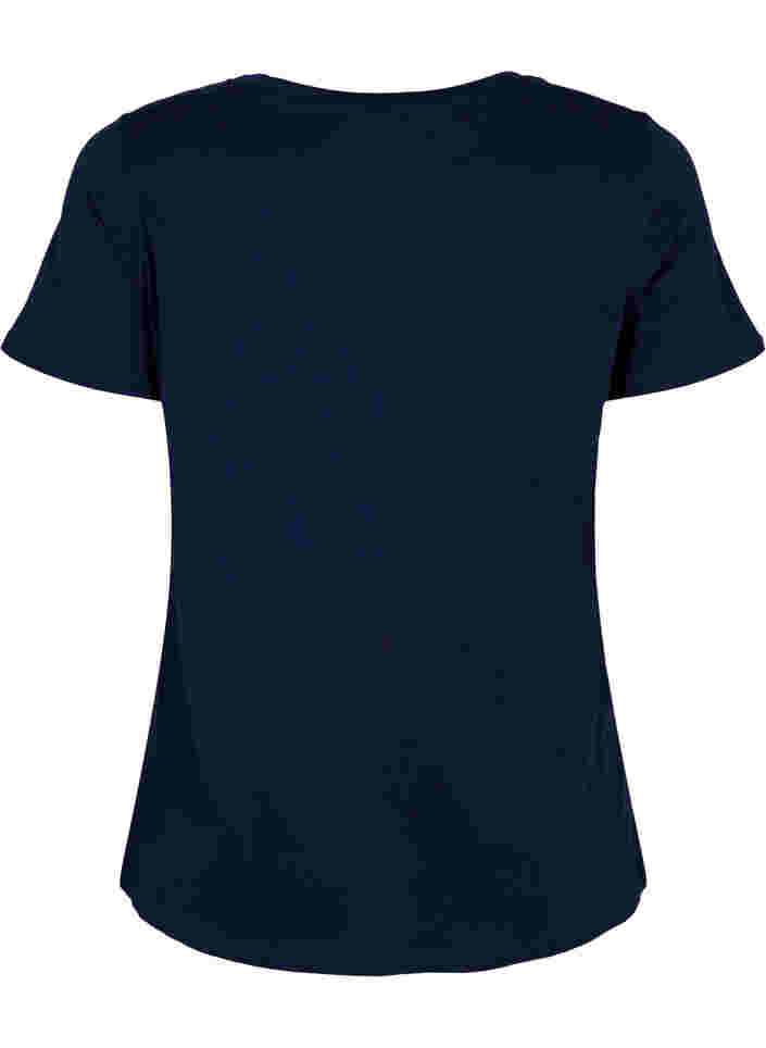 T-skjorte i bomull med ton-i-ton trykk, Navy Blazer, Packshot image number 1