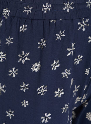 Løse pysjamasbukser i økologisk bomull, Night Sky Snow, Packshot image number 2