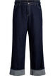 Wide fit jeans med brede oppbrett og kontrasts&oslash;m, Bl&aring;, Packshot image number 0