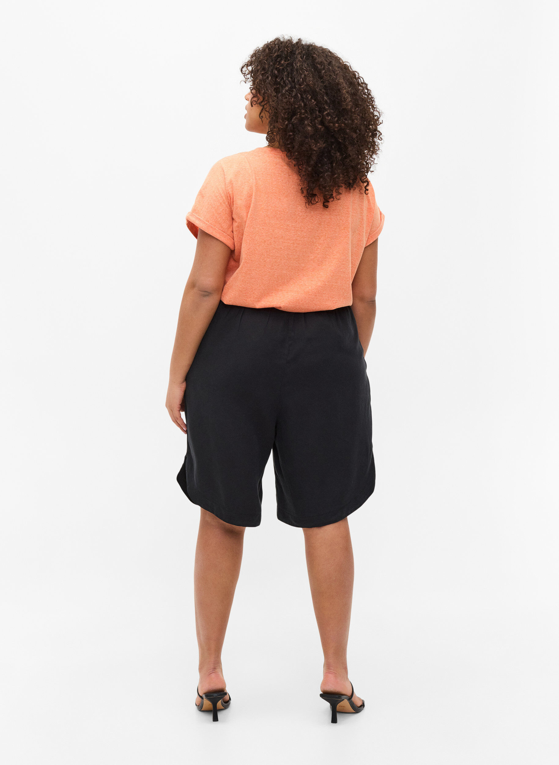Zizzi L&oslash;s bermudashorts med smock, Black, Model image number 0