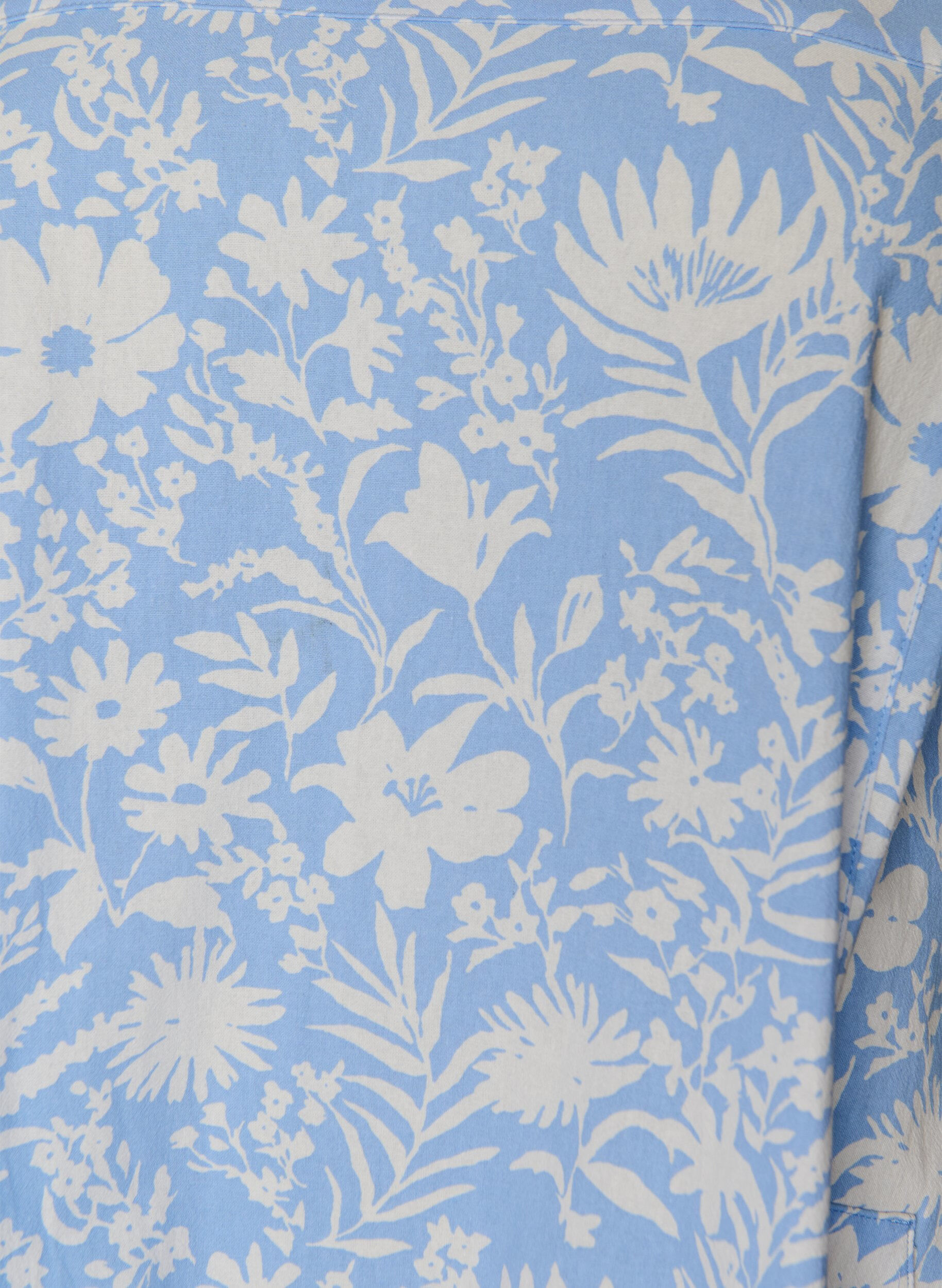 ZizziKortermet bomullskjole med trykt m&oslash;nster, Vanilje, Packshot image number 2