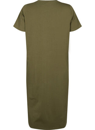 Kortermet kjole i bomull med splitt, Ivy Green, Packshot image number 1