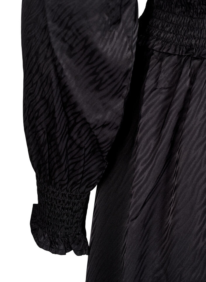 Kort kjole med smock-detaljer, Svart, Packshot image number 3