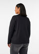 Jersey bluse med diagonal rysjedetalj, Svart, Model image number 2