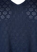 Bluse med V-hals og hullmønster, Navy Blazer, Packshot image number 2