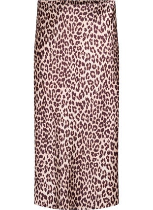 Zizzi Midiskjørt i sateng, Leopard AOP, Packshot image number 0