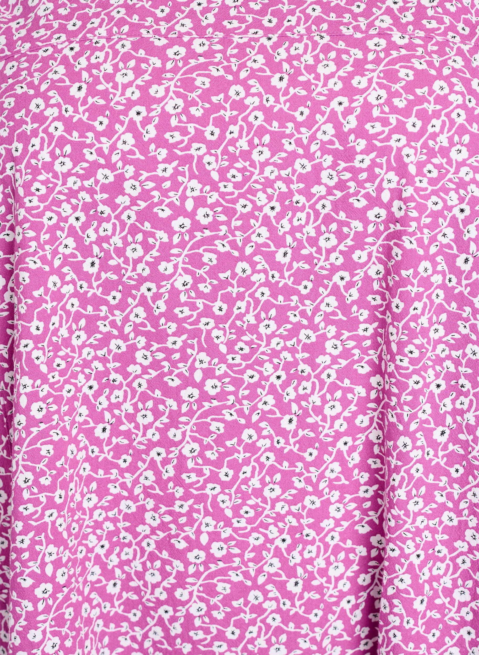 Zizzi Kort bomullskjole med 3/4 ermer og lommer, Lilla, Packshot image number 2