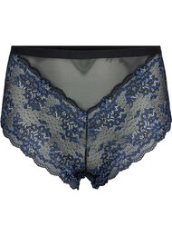 Truse med blonder med høyt liv, Black w. blue lace