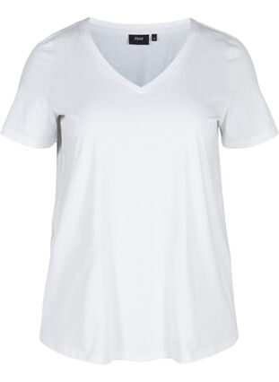 Basic T-skjorter i bomull, 2 stk., Bright White, Packshot image number 2