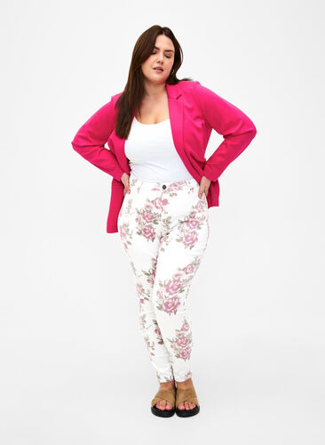 Supersmal Amy jeans med blomstertrykk, White R.AOP, Model image number 0